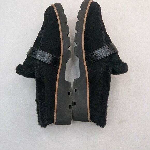 Vionic Women's Kailen‎ Faux Fur Black Tan Sherpa Mules Slip-On Size 6.5 - Picture 8 of 11